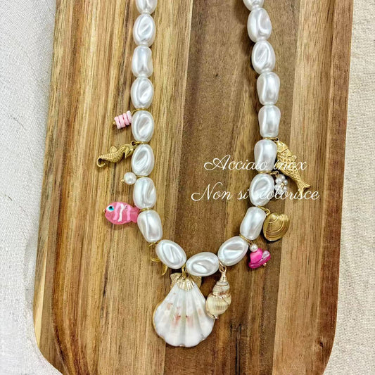 (C044) COLLANA CON PENDENTI IN ACCIAIO INOX