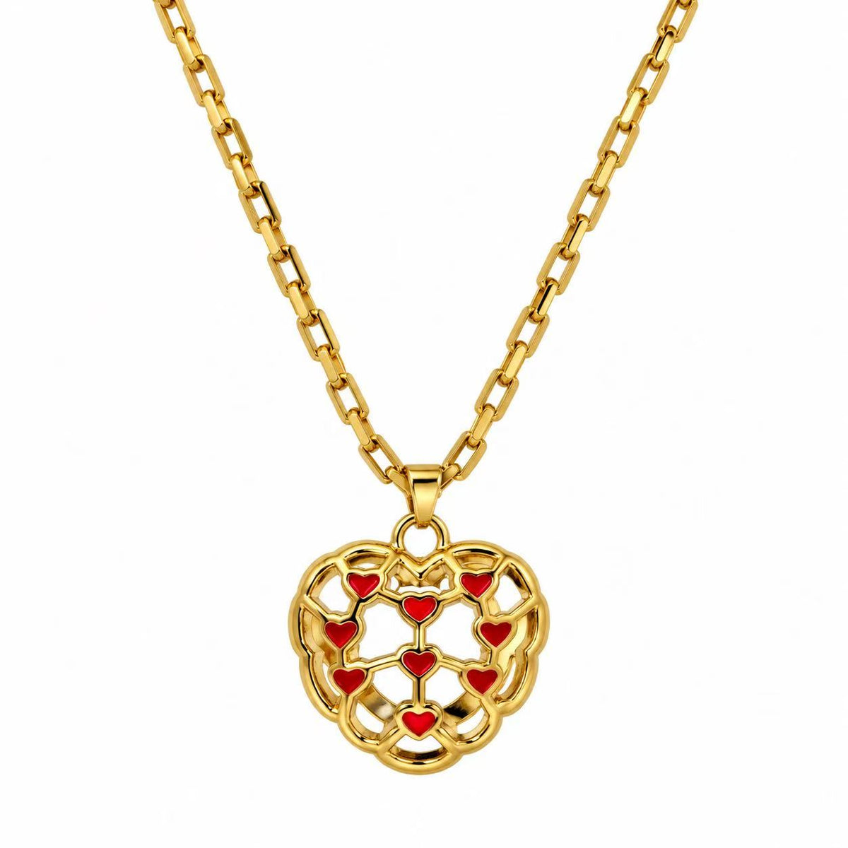 Collana doppia faccia cuore rosso 65cm | in acciaio inox
