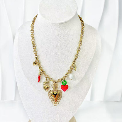 (C267)Collana con sacro cuore in acciaio inox