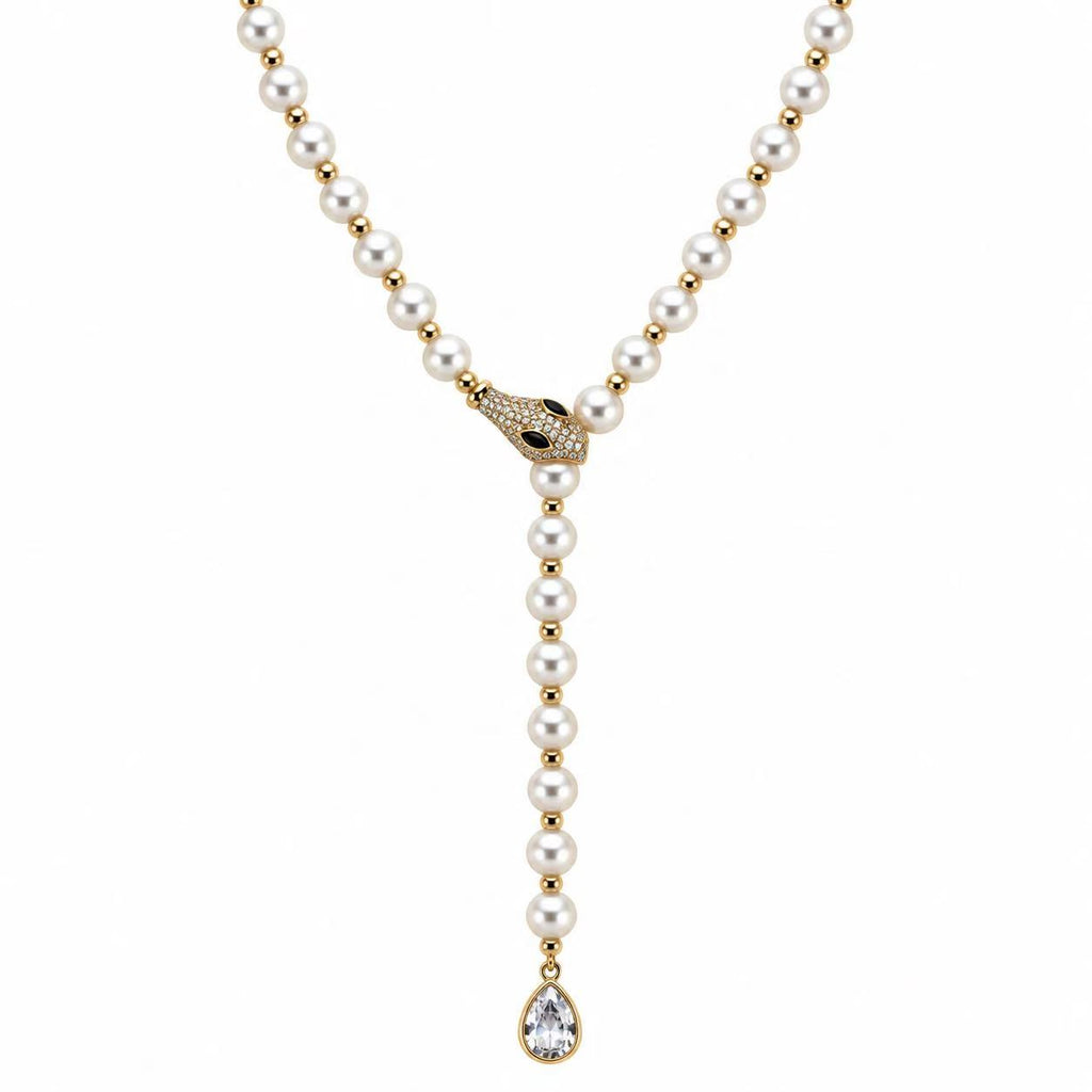 Collana serpente con le perle | in acciaio inox