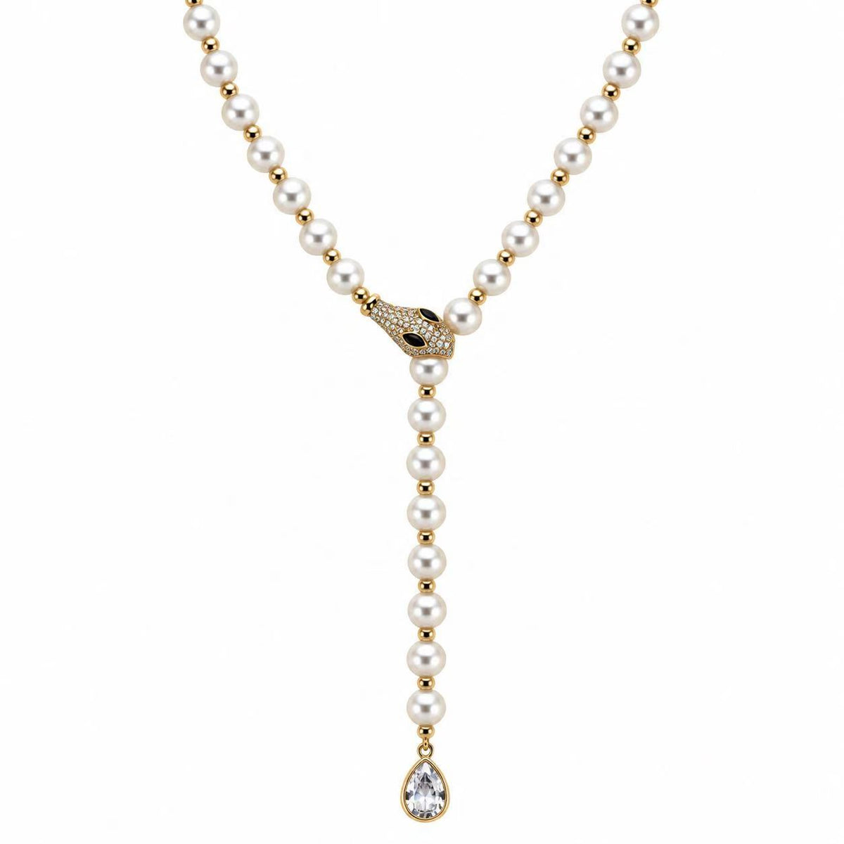 Collana serpente con le perle | in acciaio inox