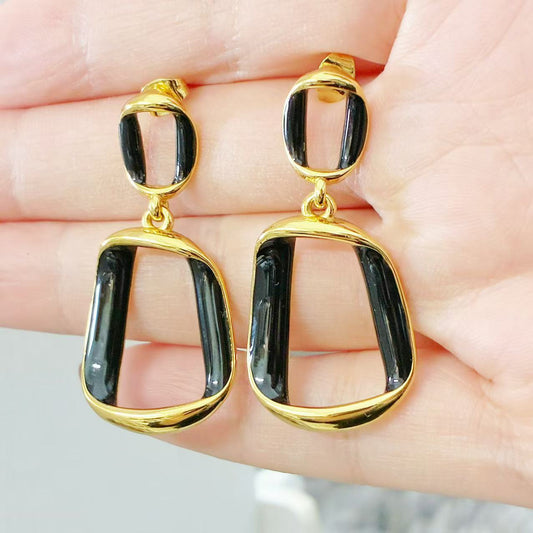 Orecchini Geometrici Nero & Oro