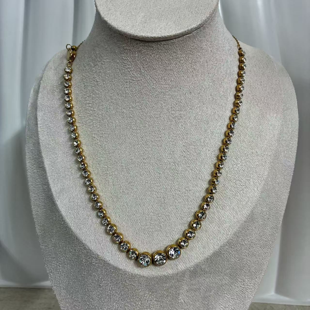 (C045) COLLANA DONNA TENNIS IN ACCIAIO INOX