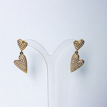 Orecchini “Doppi Cuori Brillanti” – Eleganza Romantica e Luce Raffinata