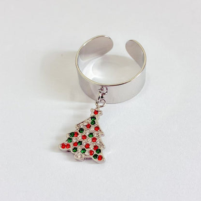 Anello Regolabile con Pendente Albero di Natale – Dettaglio Festivo Brillante