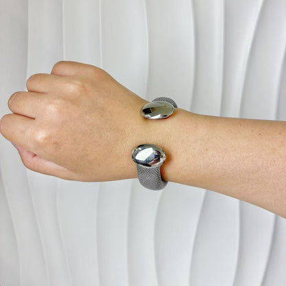 (B143)Bracciale semirigido donna regolabile in acciaio inox