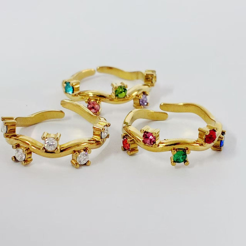 Anello “Onda Arcobaleno” | regolabile | in acciaio inox