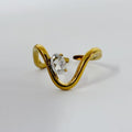 Anello “Onda di Luce” con zircone ovale  | regolabile | in acciaio inox