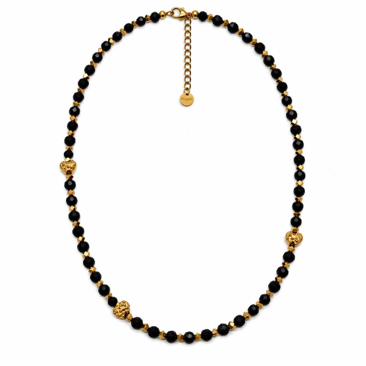 Collana Ritmo di Cuori | pepite con le Pietre naturali | in acciaio inox