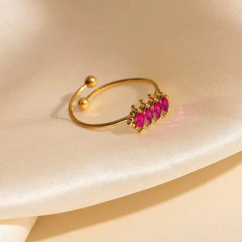 [Offerte] Anello "Danza delle Gemme" magenta – Fascia Regolabile con Cristalli Marquise