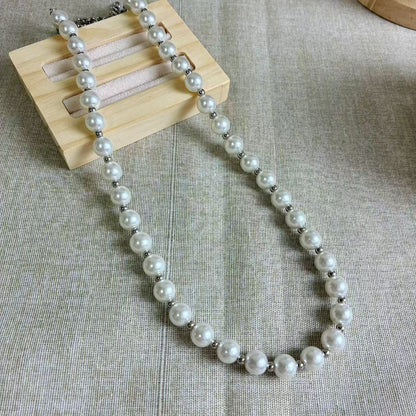 (C358)Collana perline silver 60 cm