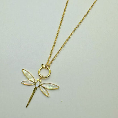 (C314)Collana madreperla libellula