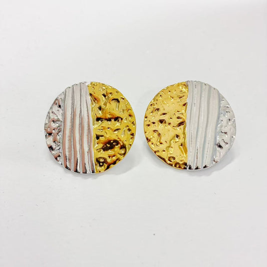 Orecchini Disco Texture – Bicolore