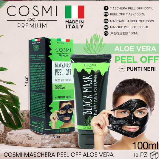 Maschera peel off Aloe vera pulizia viso profonda azione idratante 100ml