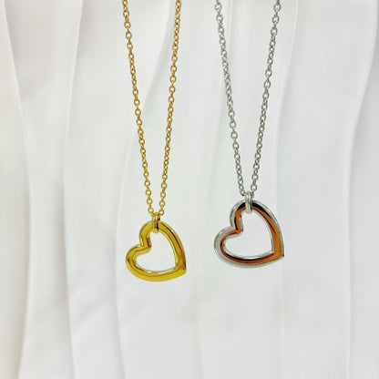 (C256)Collana cuore grande in acciaio inox