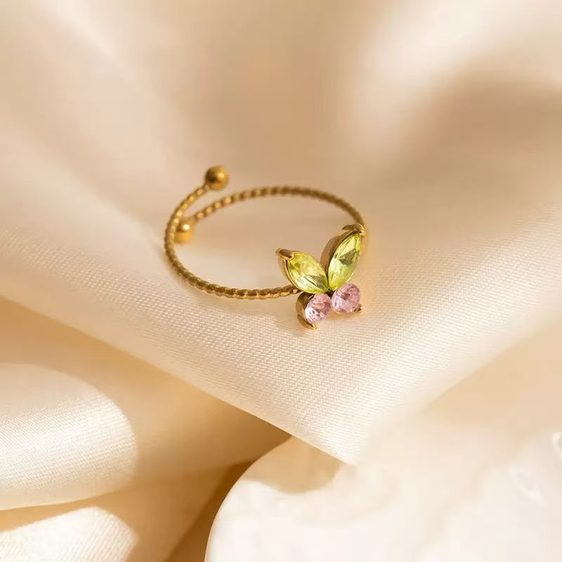 [Offerte] Anello "Metamorfosi Brilla" rosa/giallo – Design a Farfalla in Acciaio