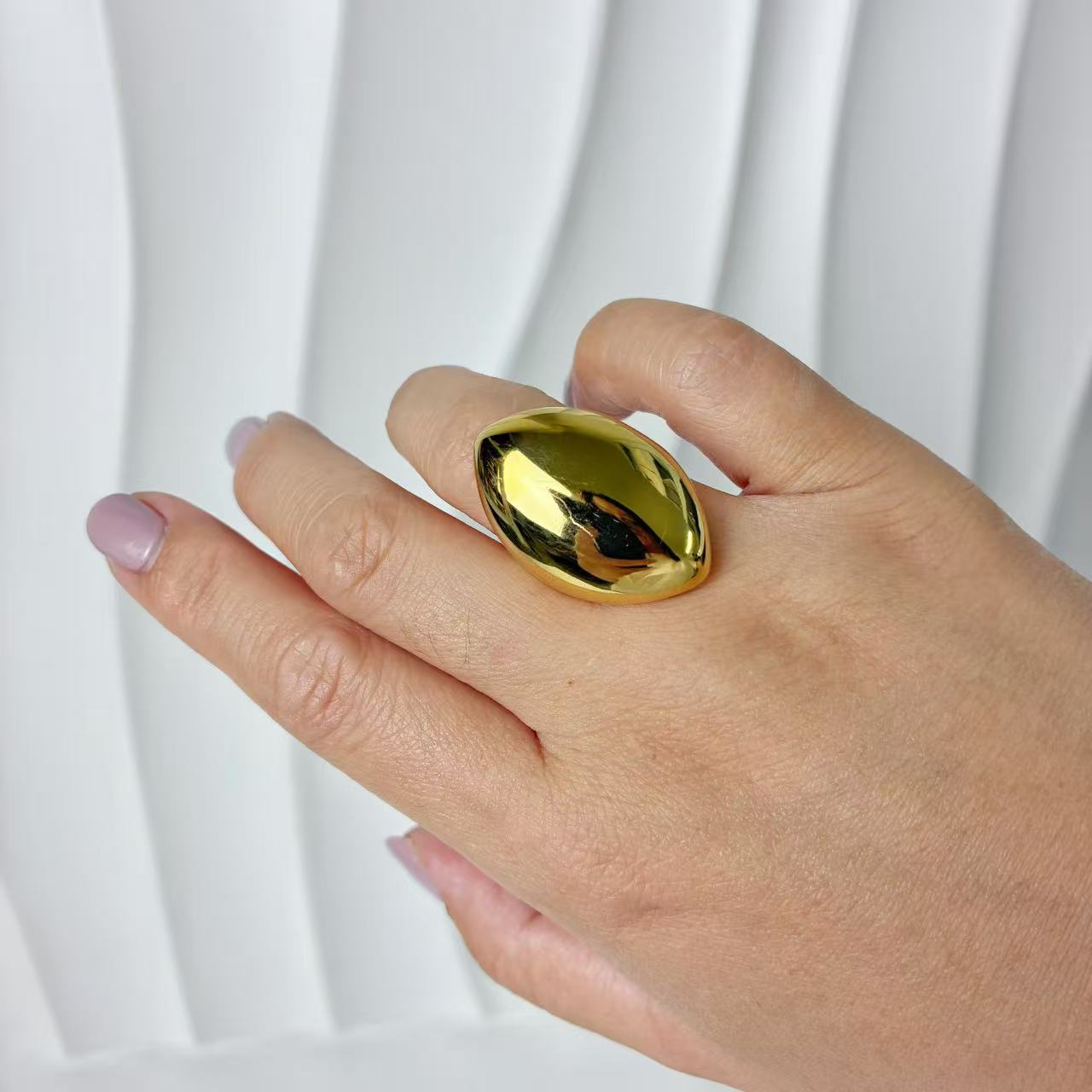 (A134)Anello ovale regolabile in acciaio inox