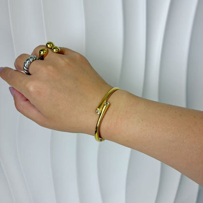 (B147)Bracciale rigido donna in acciaio inox