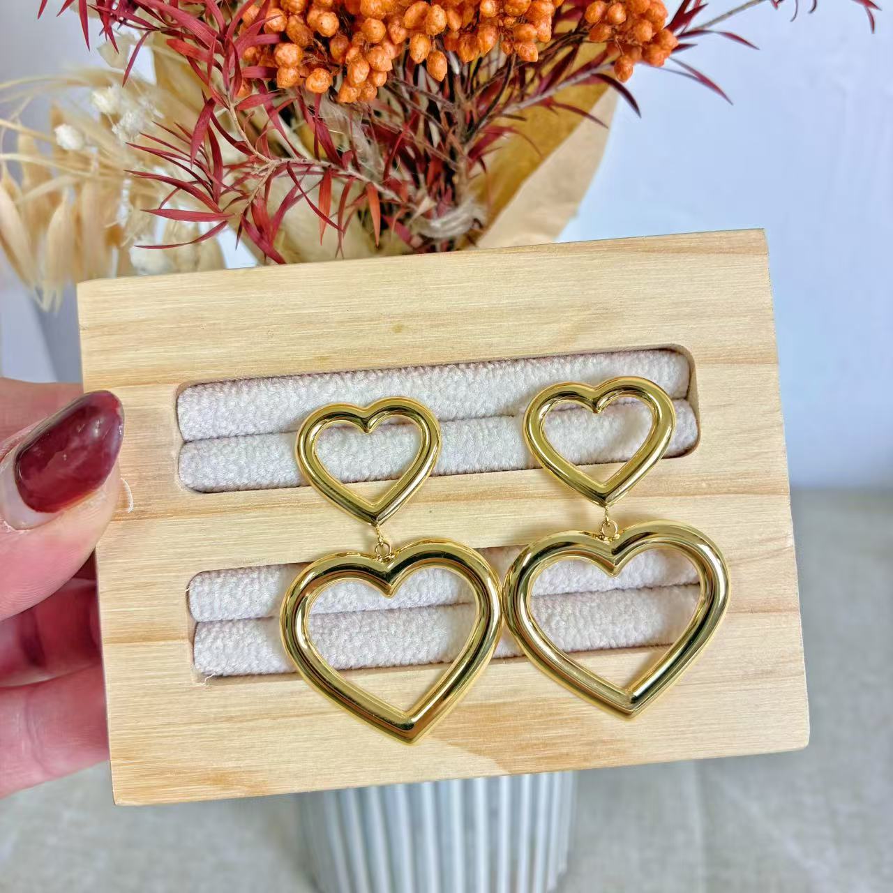 Orecchini “Doppio Cuore” – Acciaio Inossidabile Lucido