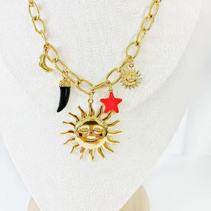 (C272)Collana con pendenti in acciaio inox