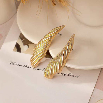 (O216)Orecchini Donna Piuma Dorata Design Elegante