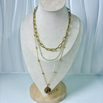 （C052) COLLANA DONNAA 3 IN 1 IN ACCIAIO INOX