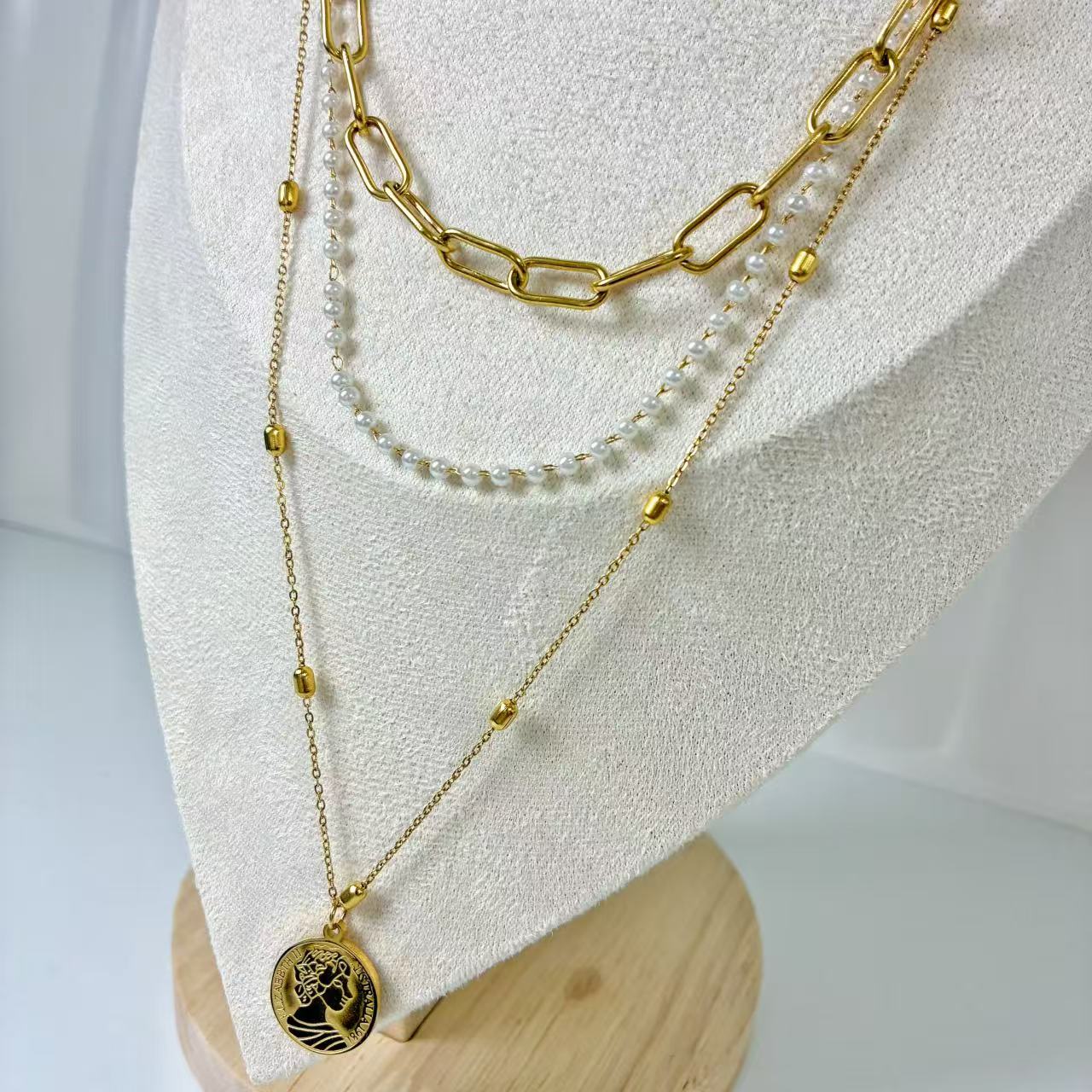 （C052) COLLANA DONNAA 3 IN 1 IN ACCIAIO INOX