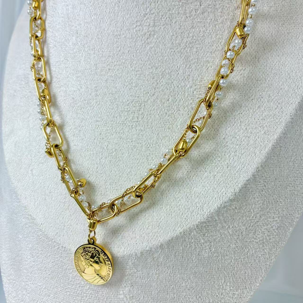 （C052) COLLANA DONNAA 3 IN 1 IN ACCIAIO INOX