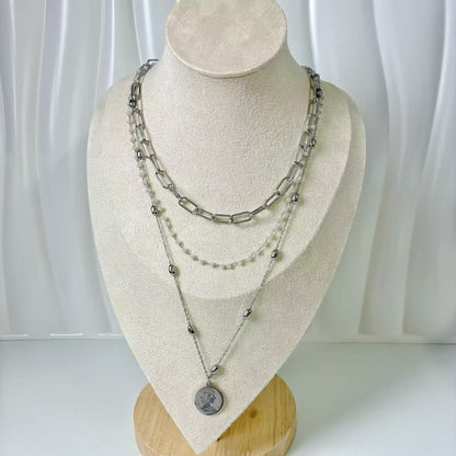 （C052) COLLANA DONNAA 3 IN 1 IN ACCIAIO INOX