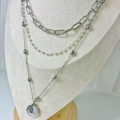 （C052) COLLANA DONNAA 3 IN 1 IN ACCIAIO INOX