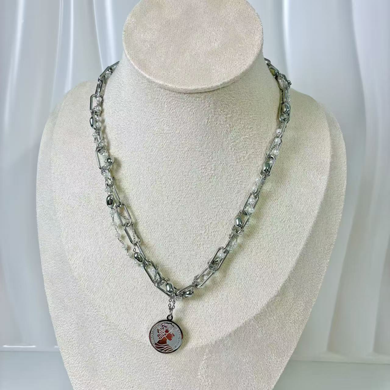 （C052) COLLANA DONNAA 3 IN 1 IN ACCIAIO INOX