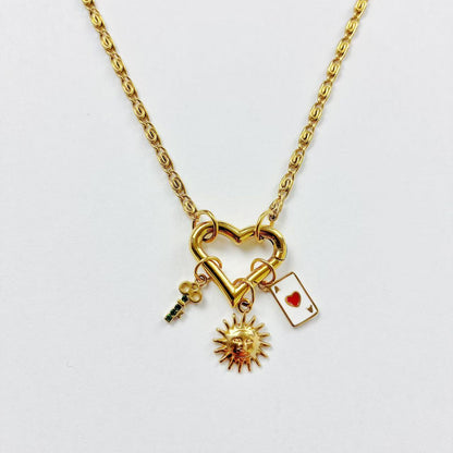 Collana “Sunny Heart Charms” – Sole, Carte &amp; Magia