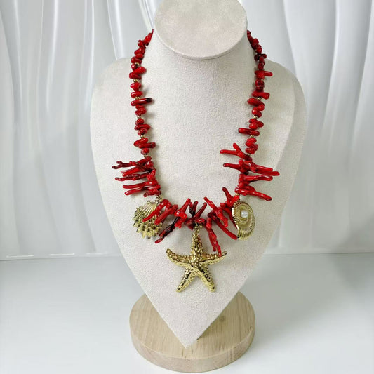 (C053) COLLANA DONNA ROSSA IN ACCIAIO INOX