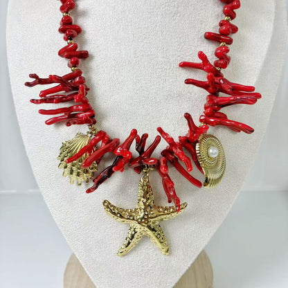 (C053) COLLANA DONNA ROSSA IN ACCIAIO INOX