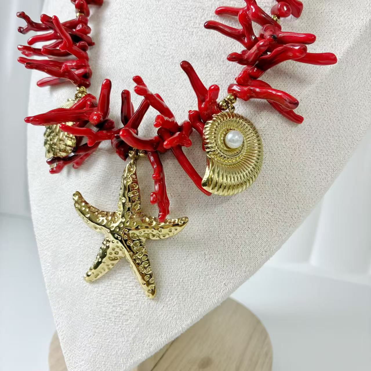 (C053) COLLANA DONNA ROSSA IN ACCIAIO INOX