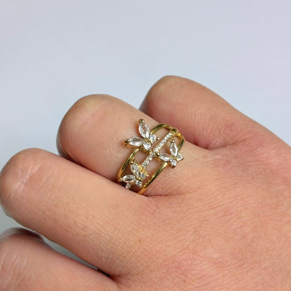 Anello Argento con Farfalle e Zirconi – Acciaio Inossidabile