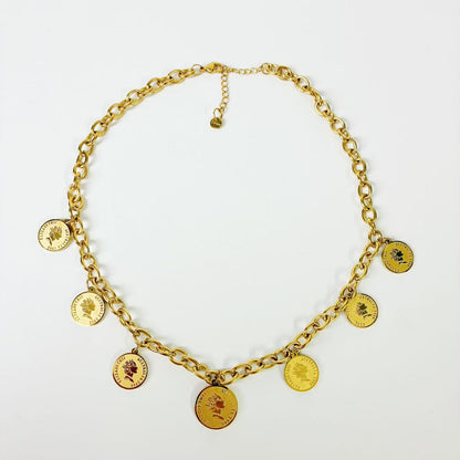 (C054) COLLANA DONNA MONETE IN ACCIAIO INOX