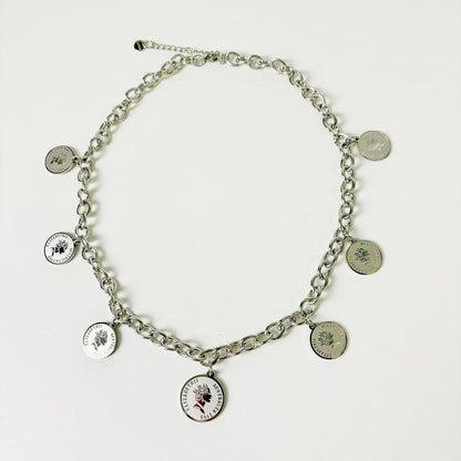 (C054) COLLANA DONNA MONETE IN ACCIAIO INOX