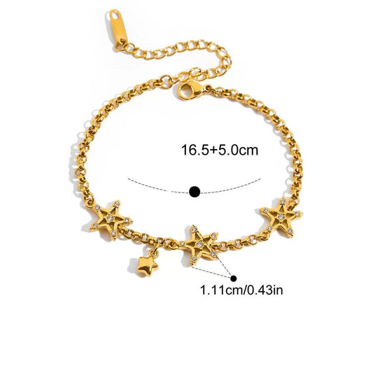 Bracciale con Stelle Pendenti — Delicatezza Luminosa e Stile Celestiale