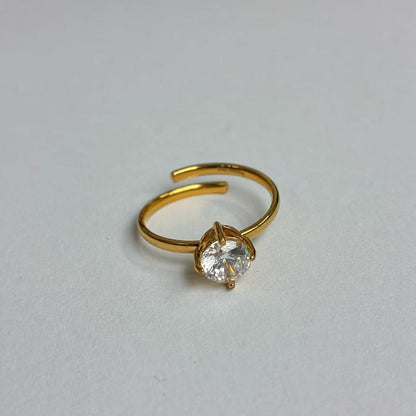 Anello Regolabile con Zircone – Acciaio Inossidabile Oro