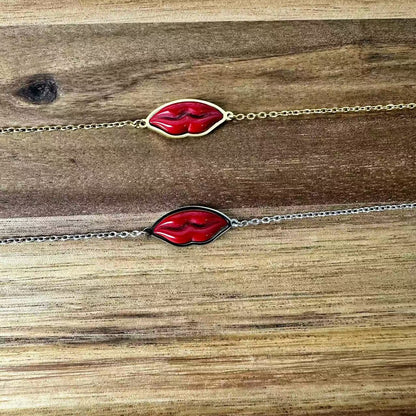 (B057)BRACCIALE DONNA CON LE LABBRA IN ACCIAIO INOX