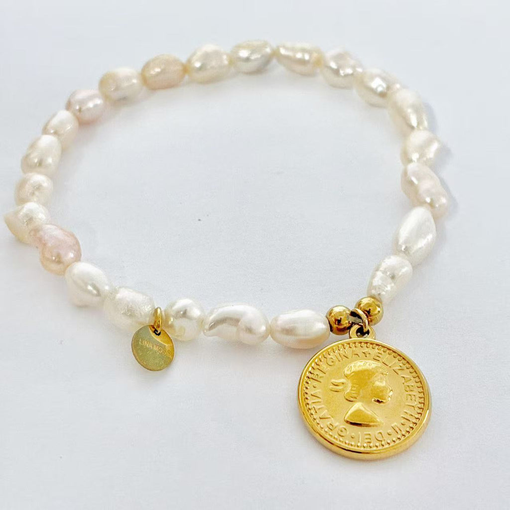 Bracciale elasticizzato con le perle | in acciaio inox
