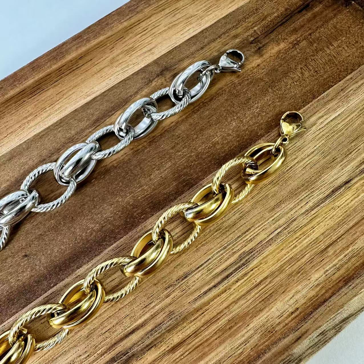 (B058)BRACCIALE DONNA CATENA IN ACCIAIO INOX