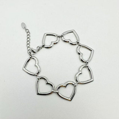 (B157)Bracciale cuoricini in acciaio inox