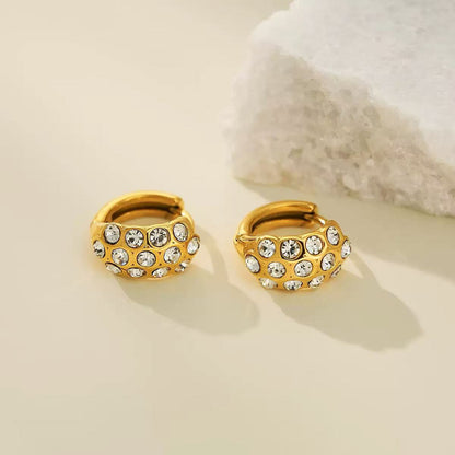 Orecchini a Cerchio con Cristalli Brillanti