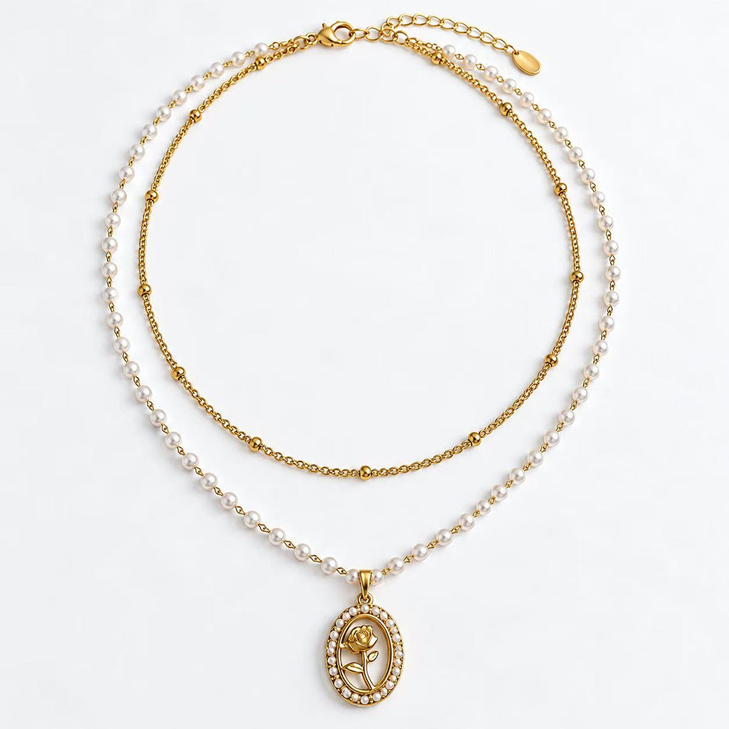 Collana Rosa Incorniciata | in acciaio inox