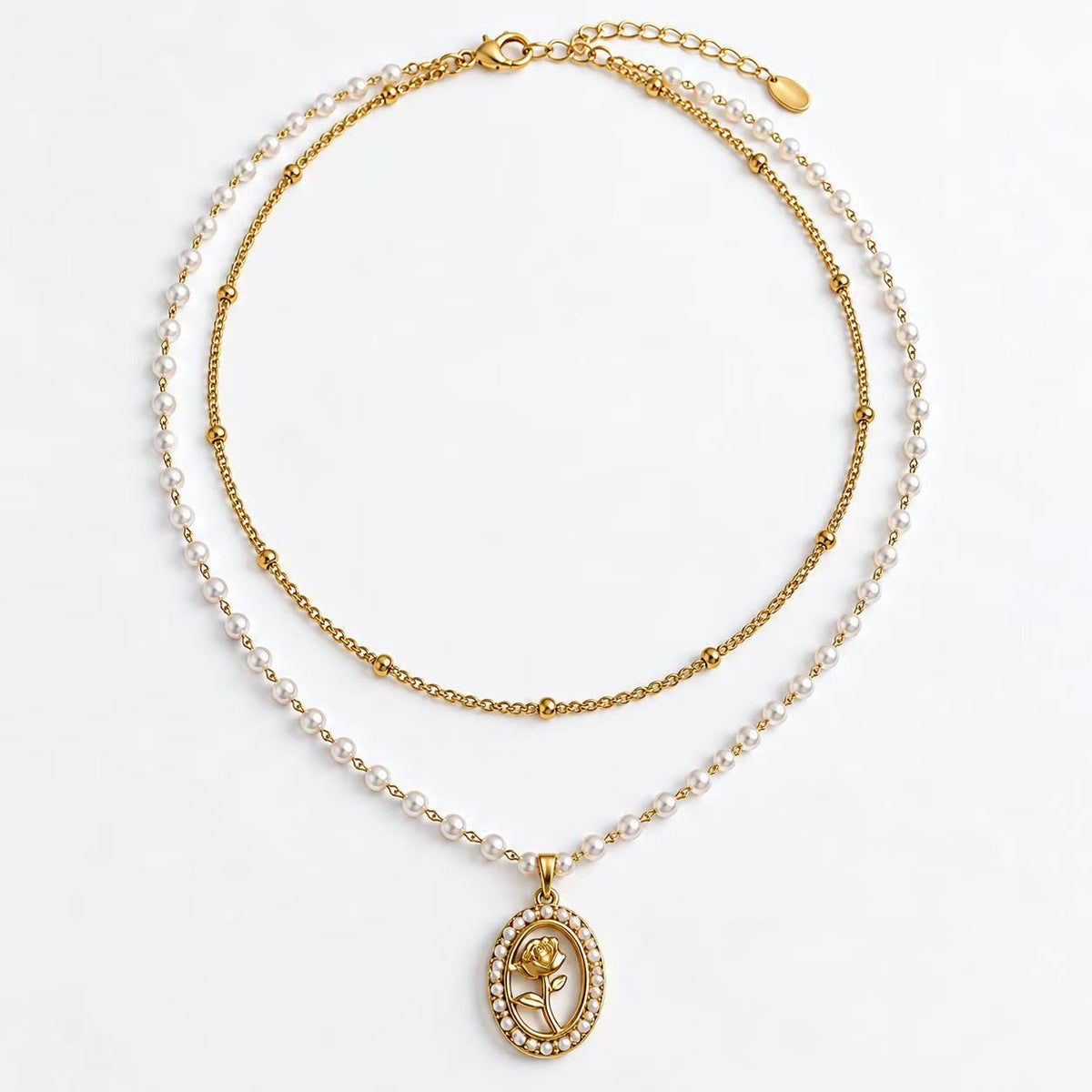 Collana Rosa Incorniciata | in acciaio inox