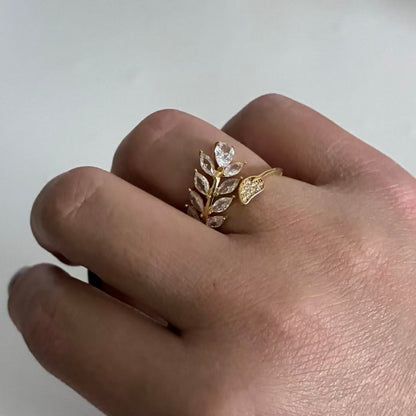 Anello Foglia di Cristallo