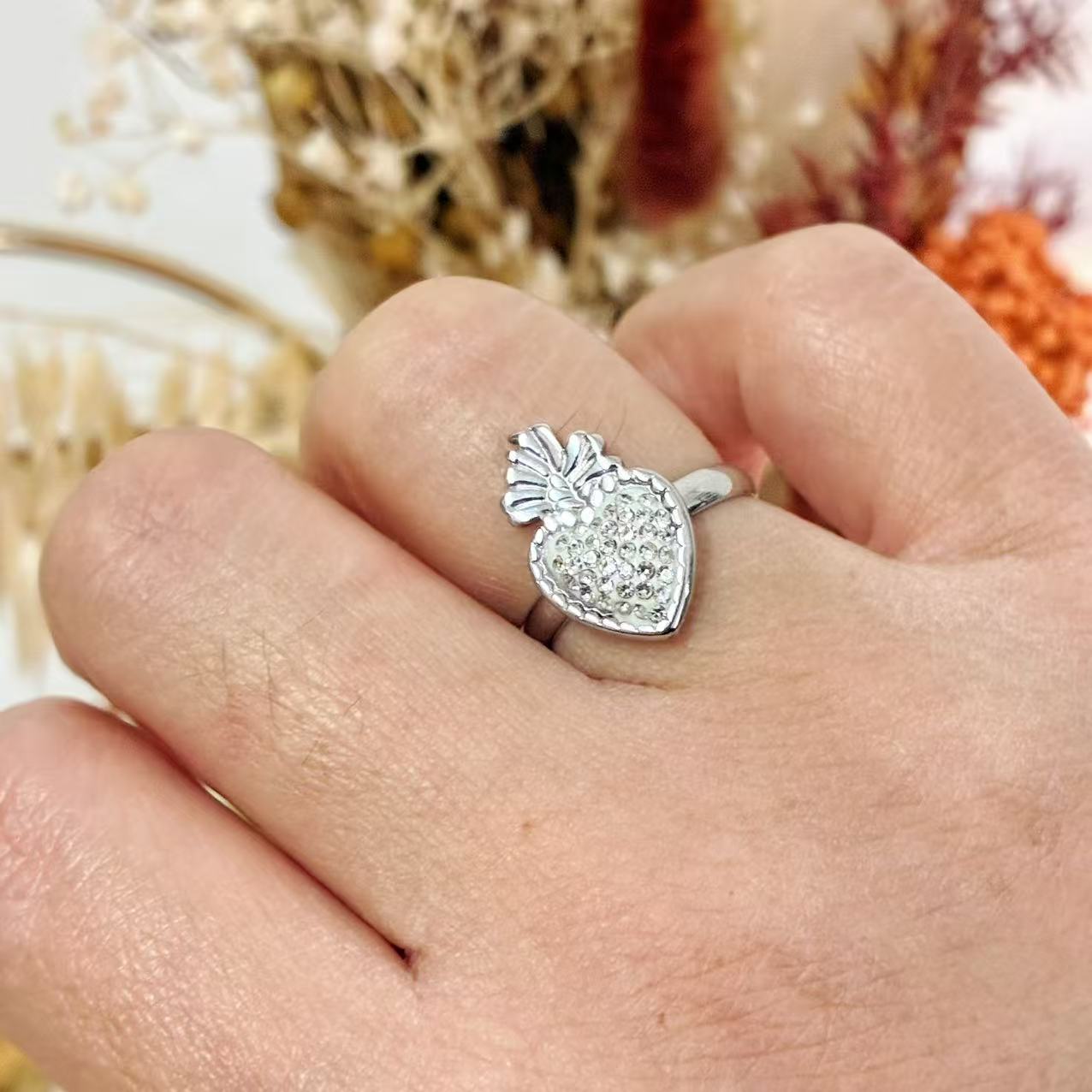 Anello Cuore Sacro Brillante