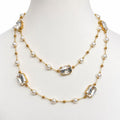 Collana con le perle e zirconi 85cm | in acciaio inox